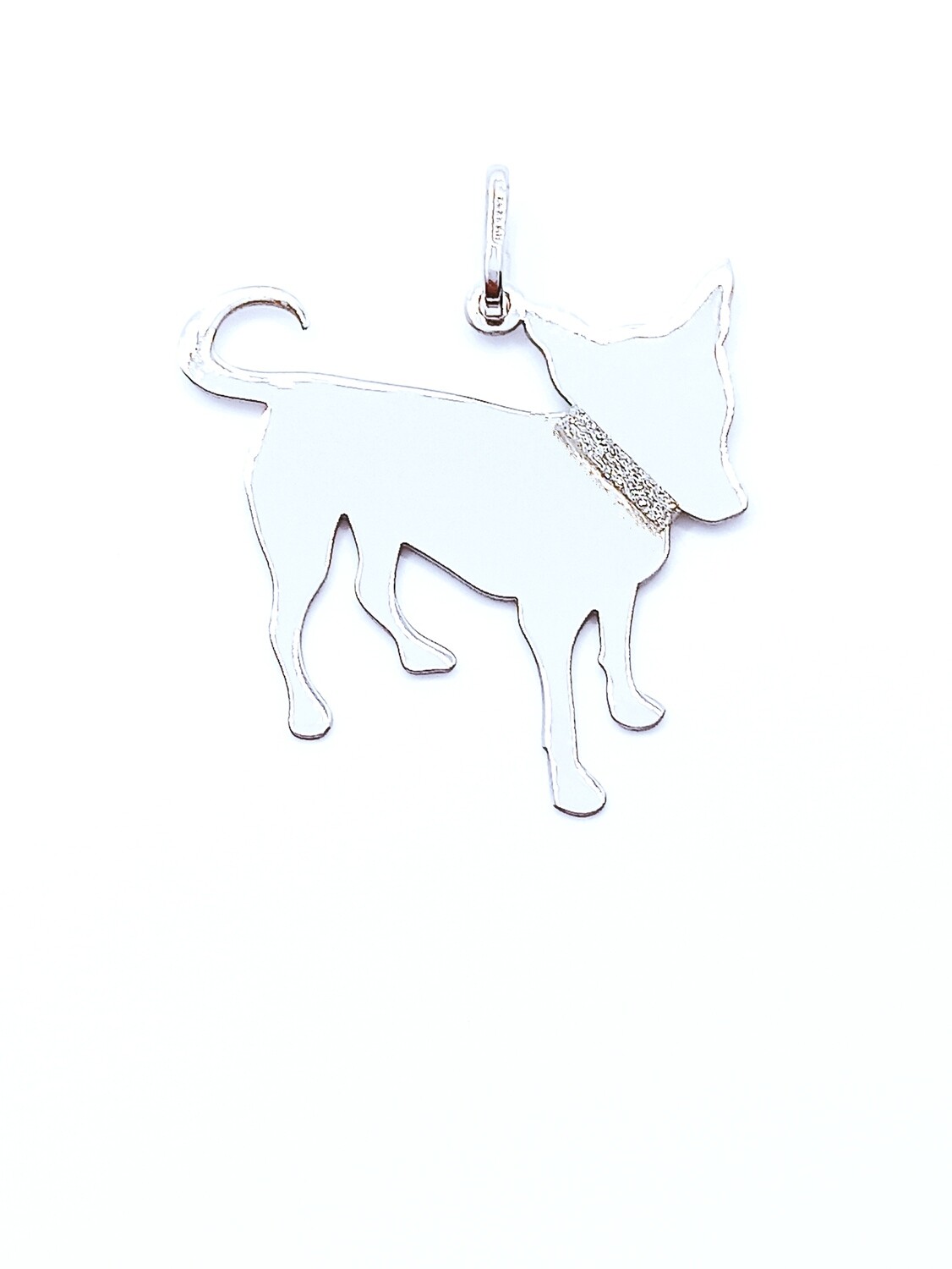 Silver 925 Chihuahua pos1 pendant, MODEL-Chihuahua dog pos1-SIZE: 1-Chihuahua dog pos1-Pendant Height: 2.7cm-Width : 2.6cm