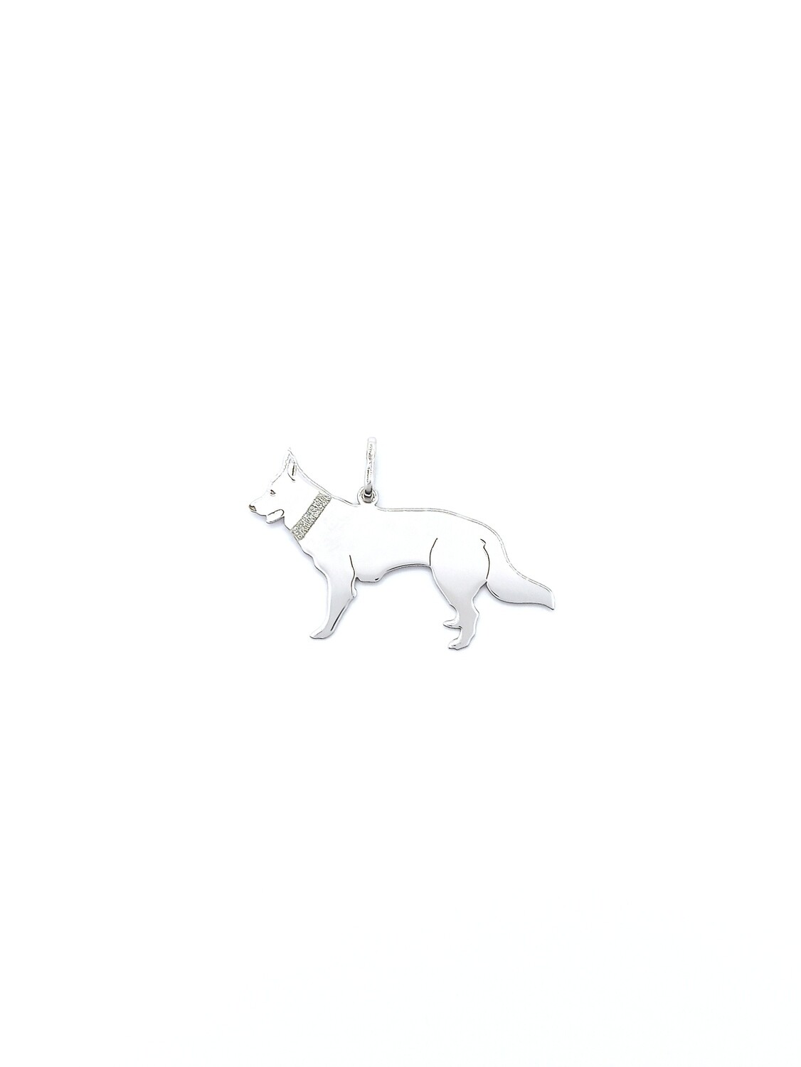 Silver 925 Swiss or Australian Shepherd dog pendant, MODEL-DOG BREED-SIZE: 1-Swiss Shepherd-Pendant Height: 2.3cm-Width : 3.6cm