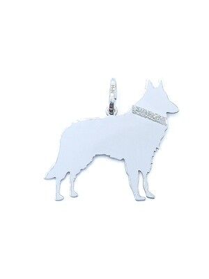 Silver 925 Pastore Belga dog pendant, MODEL-SIZE: 1-Pendant Height: 2.6cm-Width : 2.8cm