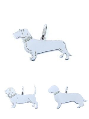 Silver 925 Bassett Hound dog pendant