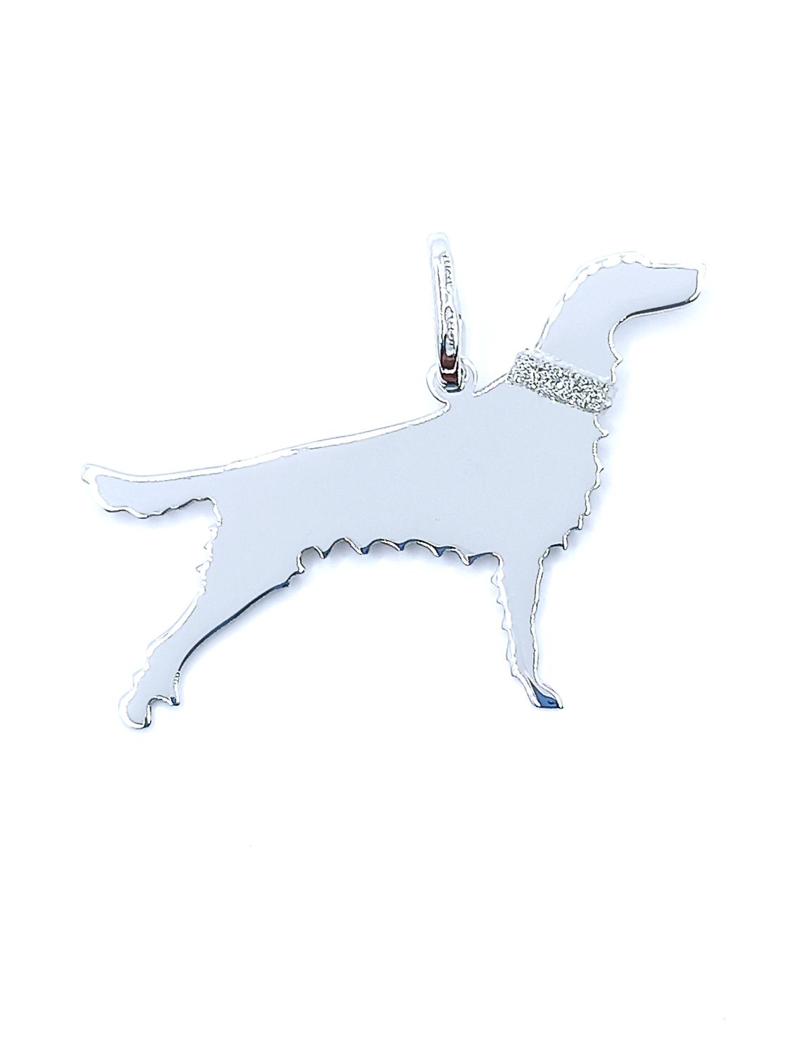 Silver 925 Setter or Breton Setter dog pendant, MODEL-SIZE-DOG BREED: 1-Pendant Height: 2.3cm-Width : 3cm-Setter dog