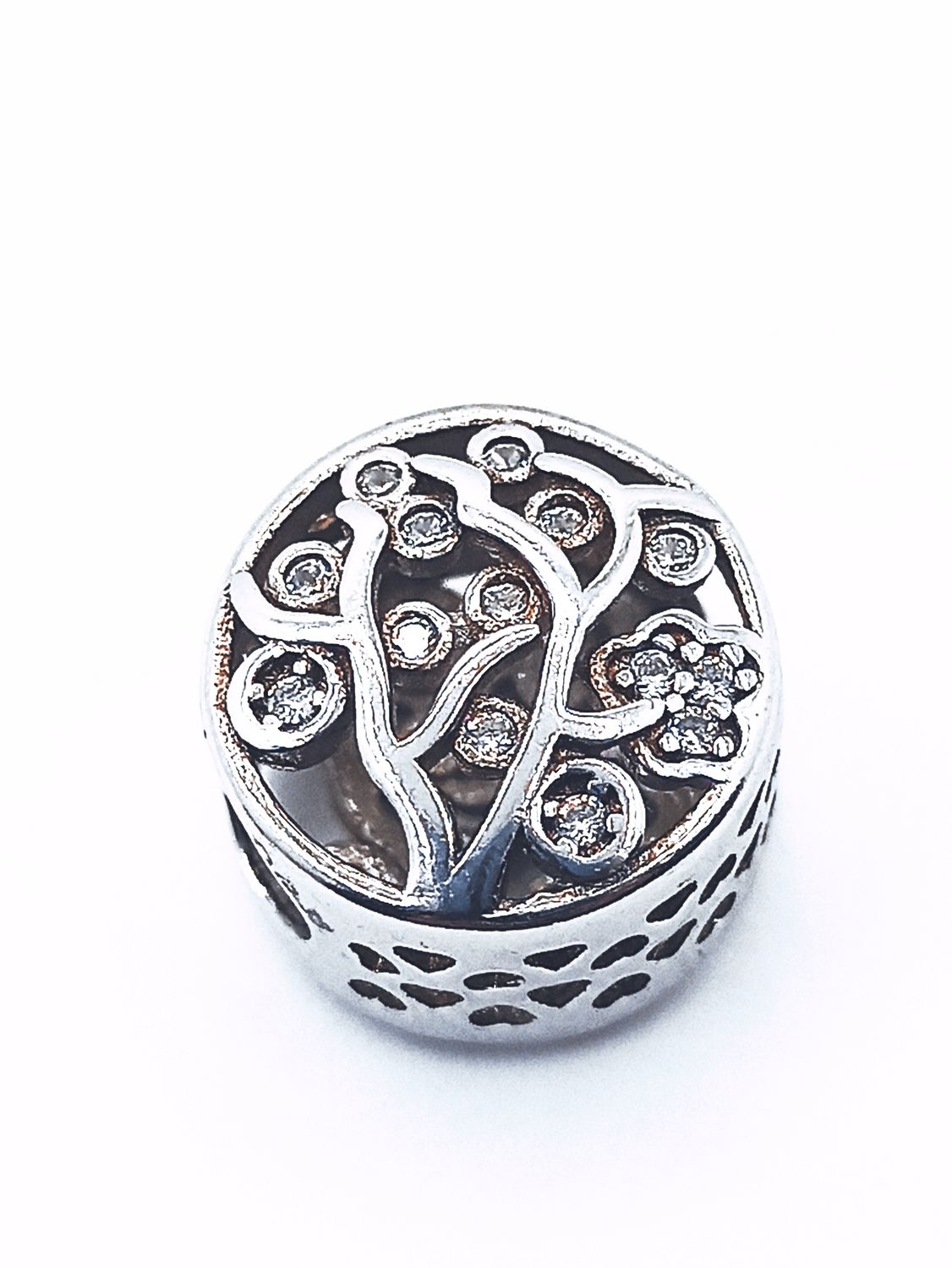 Silver 925 tree or crown charm bracelet, MODEL-COLOR-SIZE: 1-White gold plated-Size : 1.1cm