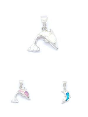 Silver 925 Opal stone dolphin design pendant