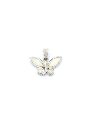 Silver 925 Opal stone butterfly pendant, MODEL-STONE COLOR-SIZE: 1-White fire Opal-Pendant Height : 1.8cm-Width: 2.1cm