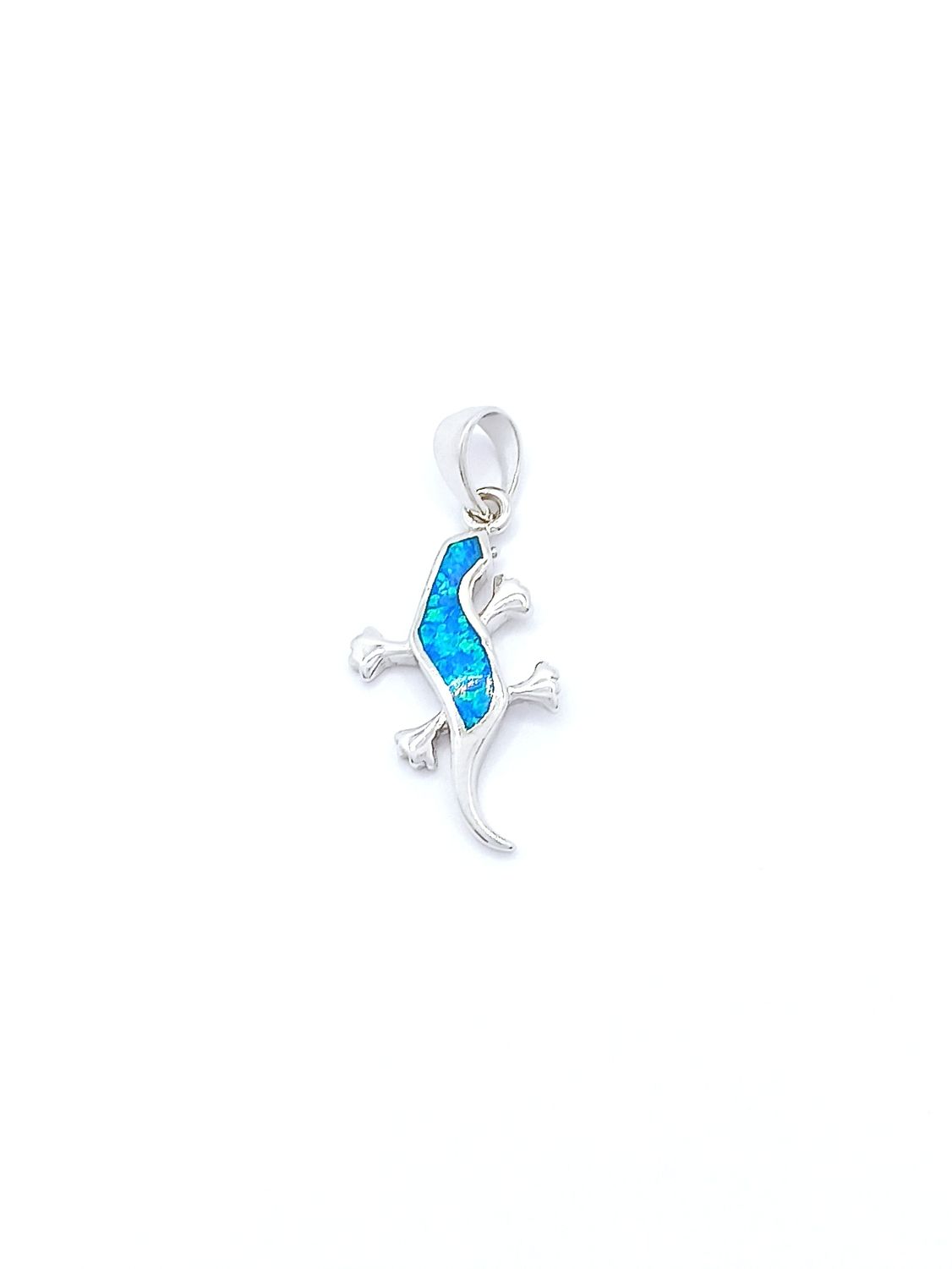 Silver 925 Opal stone iguana design pendant, MODEL-STONE COLOR-SIZE: 1-Blue fire Opal-Pendant Height : 2.9cm-Width: 1.3cm