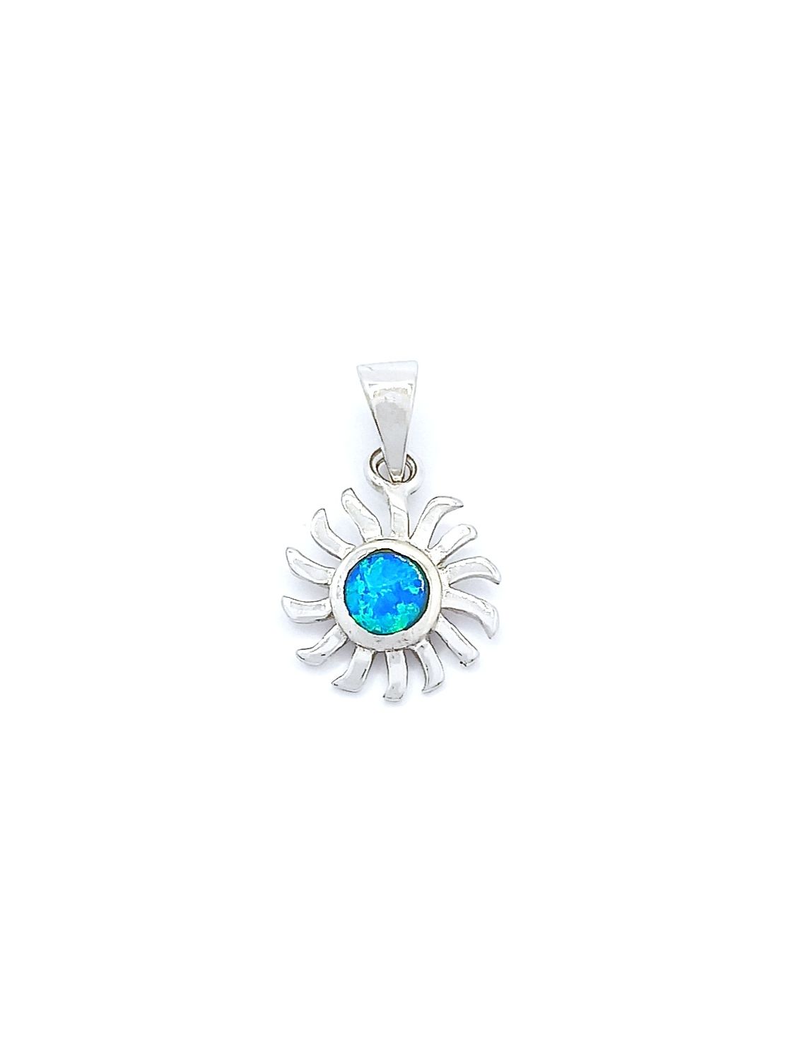Silver 925 Opal stone sun design pendant, MODEL-STONE COLOR-SIZE: 1-Blue fire Opal- Pendant Height : 2.2cm-Width: 1.4cm