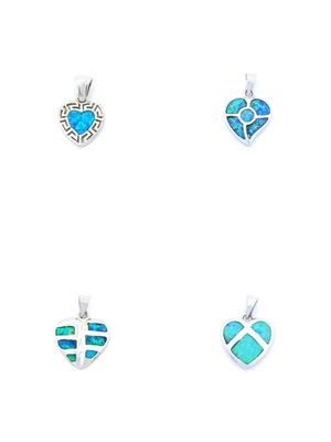 Silver 925 Opal stone heart design pendant