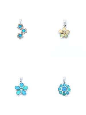 Silver 925 Opal stone flower design pendant