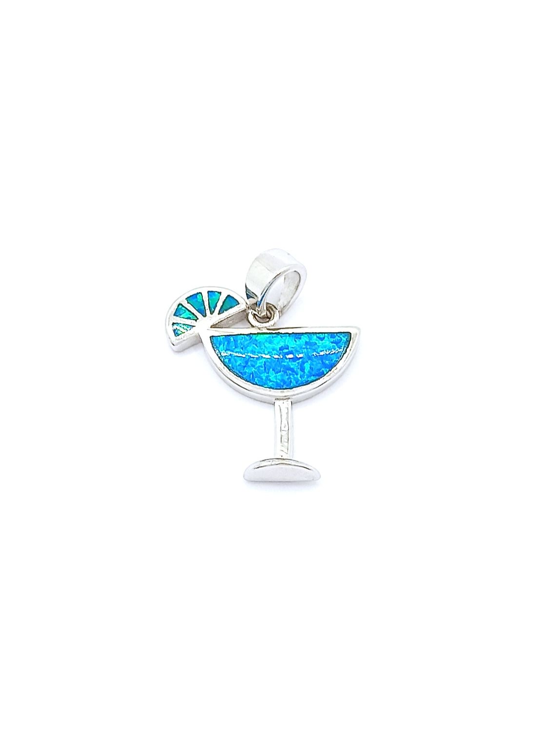 Silver 925 Opal stone cocktail or pineapple design pendant, MODEL-STONE COLOR-SIZE: 1-Blue fire Opal-Pendant Height : 2.5cm-Width: 2cm