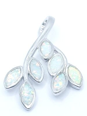 Silver 925 Opal stone olive leaf design pendant, MODEL-STONE COLOR-SIZE: 1-White fire Opal-Pendant Height : 3.6cm-Width: 2.3cm