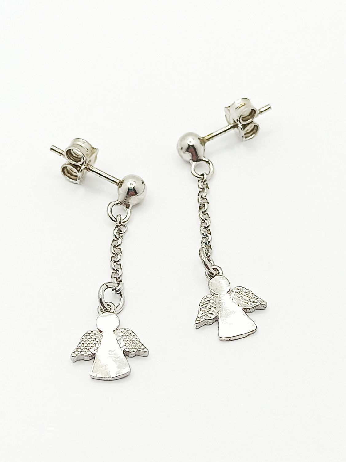 Silver 925 hanging angel sword design stud earrings, MODEL-SIZE: 1-Pendant Height : 3.2cm-Width: 0.9cm