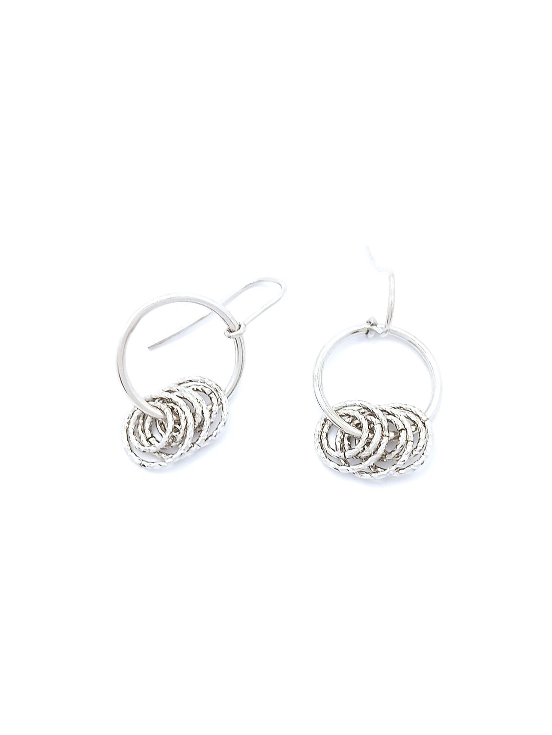 Silver 925 circles diamond cut earring