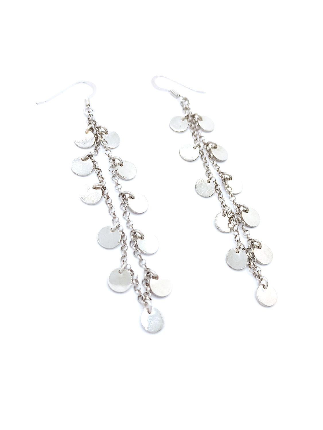 Silver 925 chain circle design earrings
