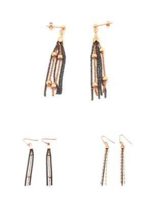 Silver 925 modern design black rose earrings