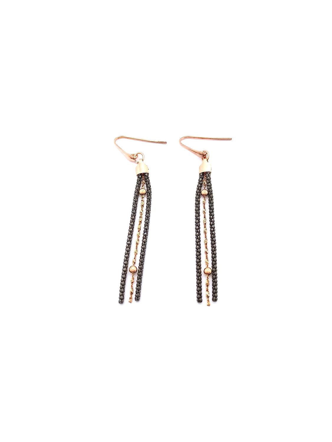 Silver 925 modern design black rose earrings, MODEL-SIZE: 1-Earring Height : 7.5cm-Width : 7mm