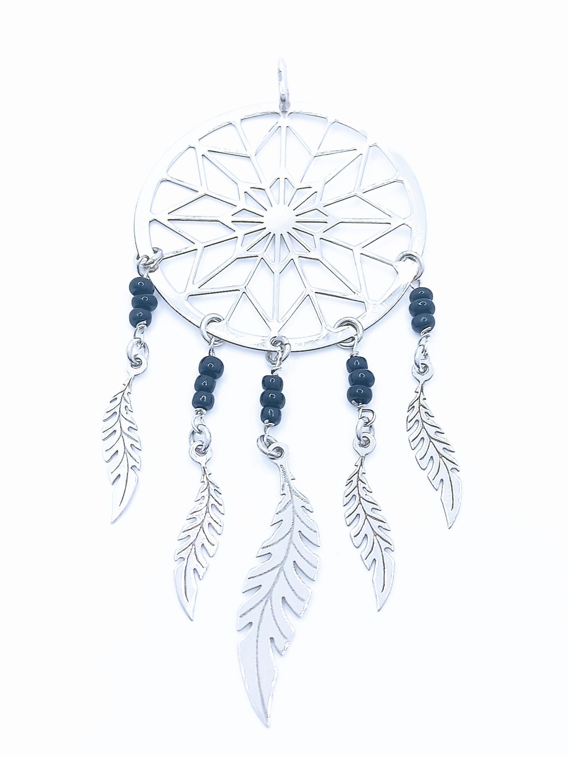 Silver 925 big dreamcatcher pendant, MODEL-STONE COLOR: 1: CZ Black zirconia