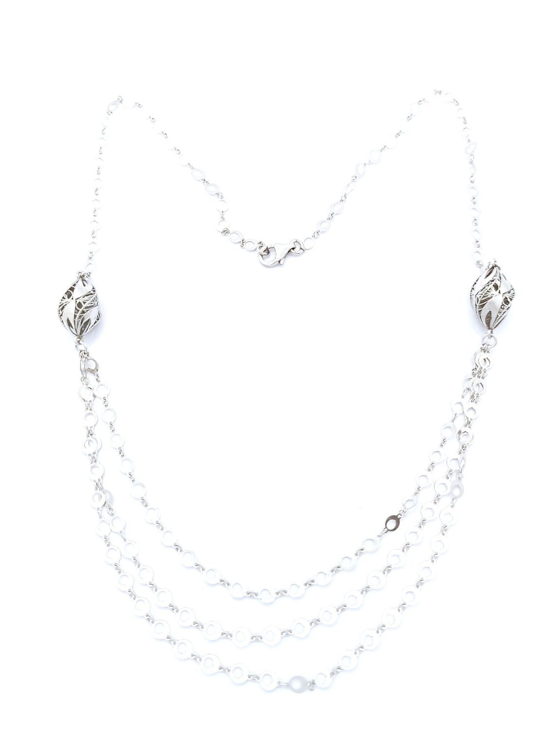 Silver 925 modern 3 chain necklace