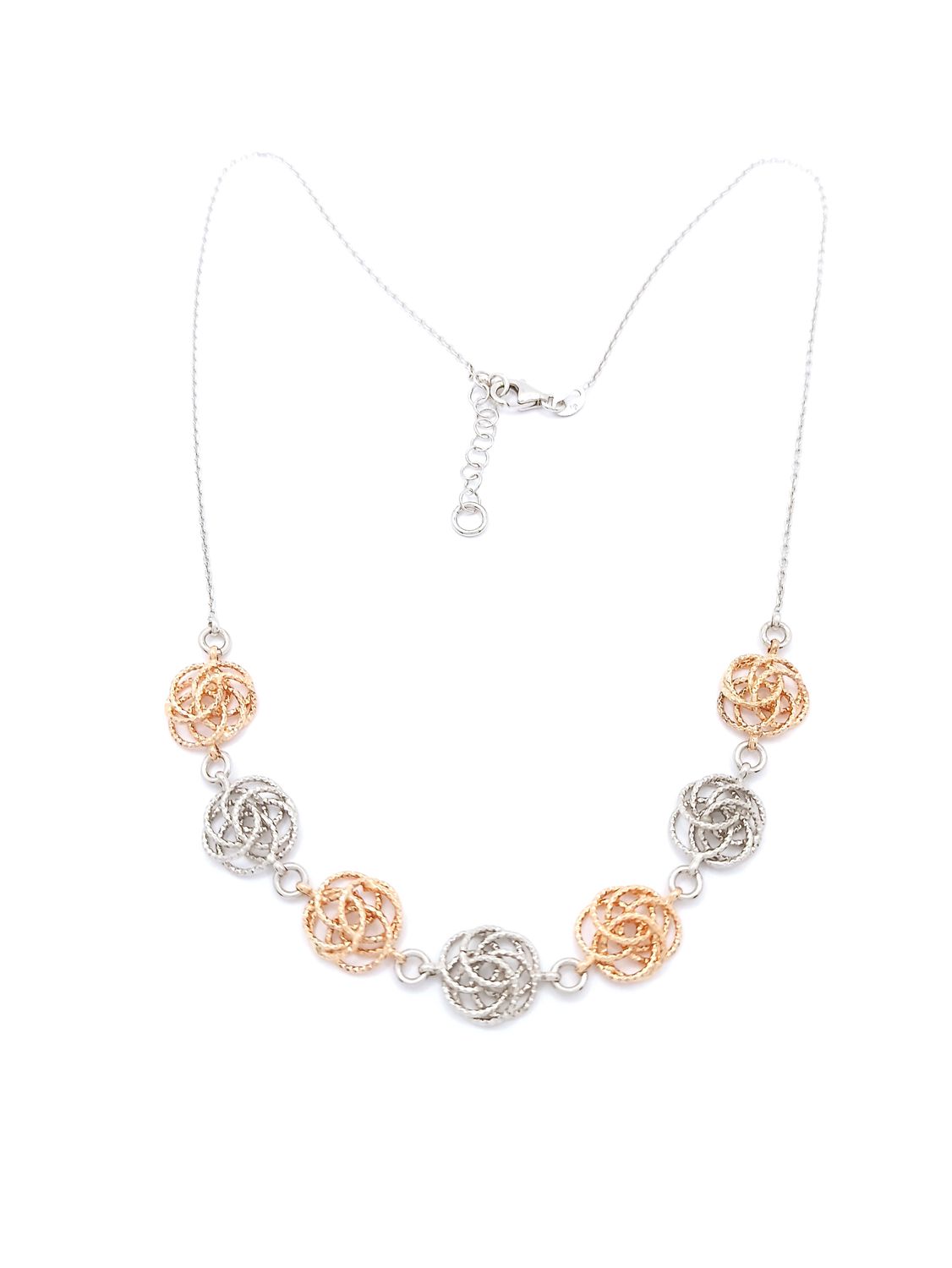 Silver 925 handmade knitted flower necklace
