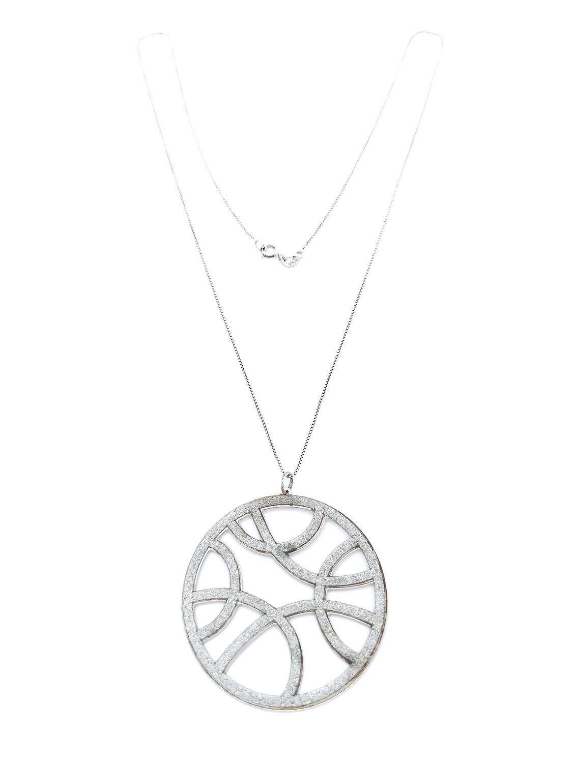 Silver 925 glitter round or tear necklace, MODEL-COLOR-SIZE-CHAIN LENGTH: 1-White-Pendant Height: 5cm-Width: 4.6cm-Chain Length: 50cm