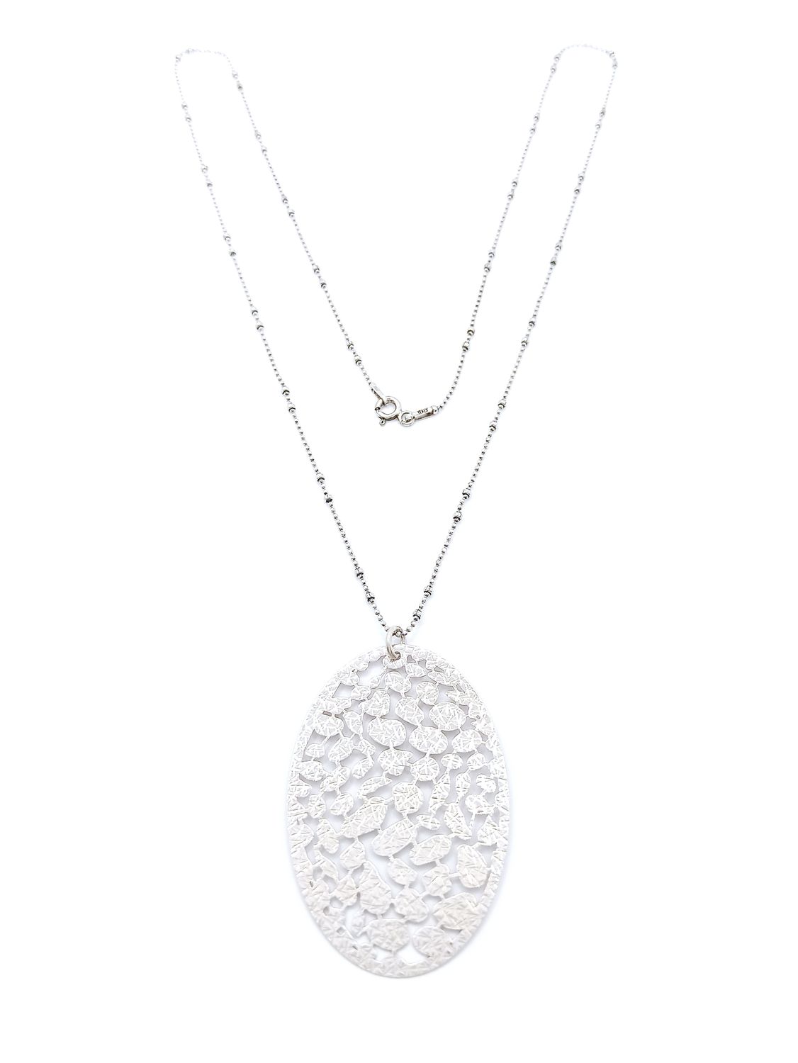 Silver 925 hammermade surface necklace, MODEL-SIZE-CHAIN LENGTH: 1-Pendant Height: 5cm-Width: 3.4cm-Chain Length: 55cm