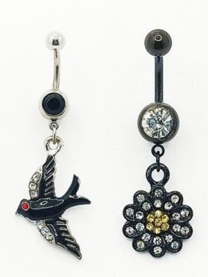 316L surgical steel swallow bird or flower belly ring