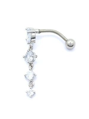 316L surgical steel 4 stone Belly ring, MODEL-: 1-Use : Upside