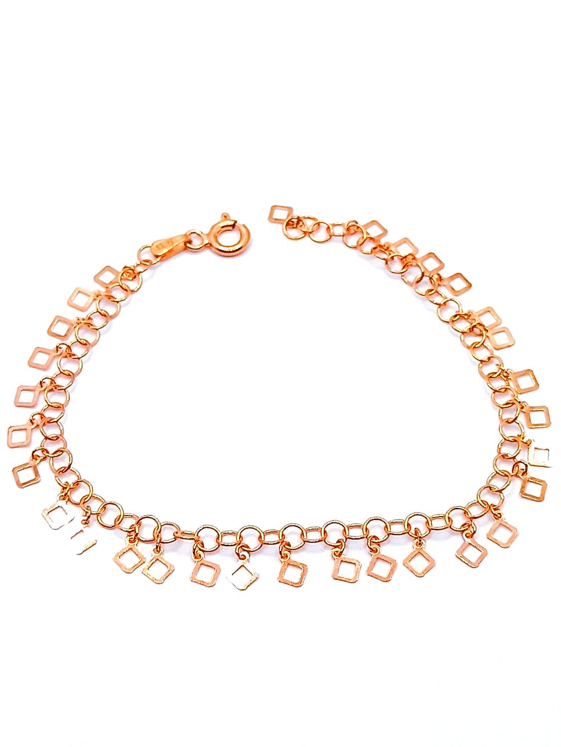 Silver 925 rose or gold dangling elements hand bracelet, MODEL-COLOR-CHAIN LENGTH: 1-Rose-Adjustable to all sizes max.17cm