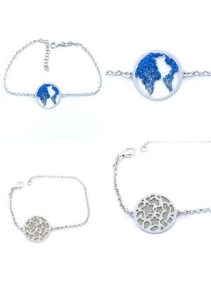 Silver 925 world map or star hand bracelet