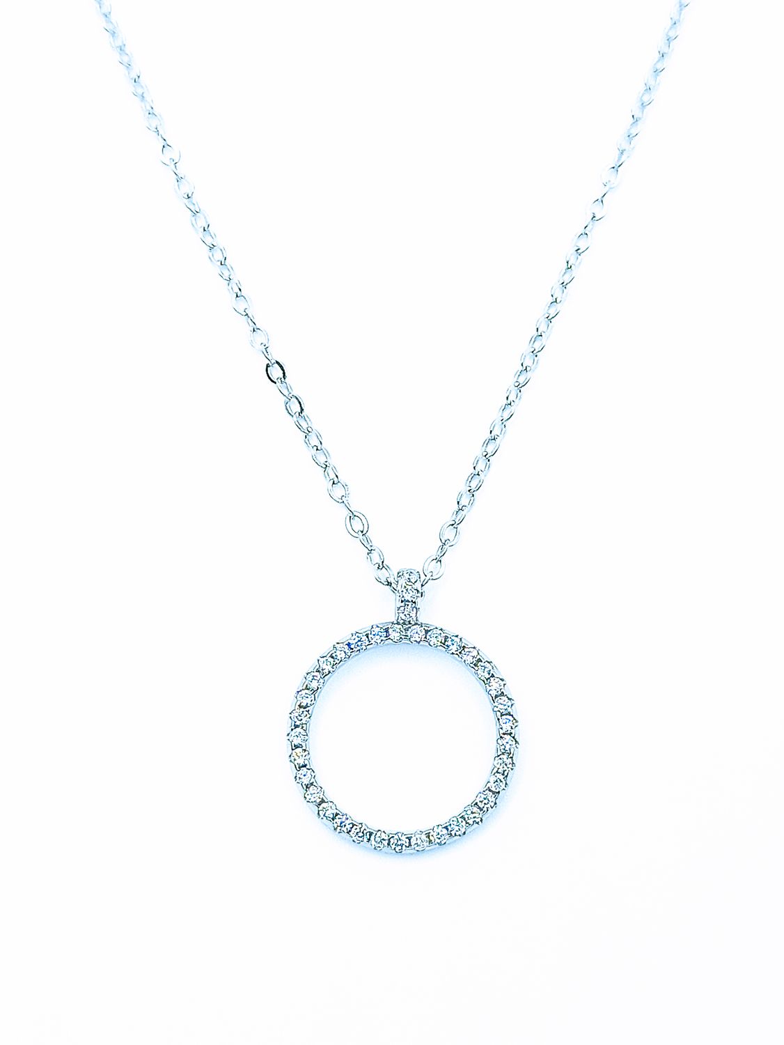 Silver 925 stone round circle necklace, MODEL-PENDANT SIZE-CHAIN LENGTH: 1-Pendant Diameter:1.5cm-Chain Length: 42+5cm