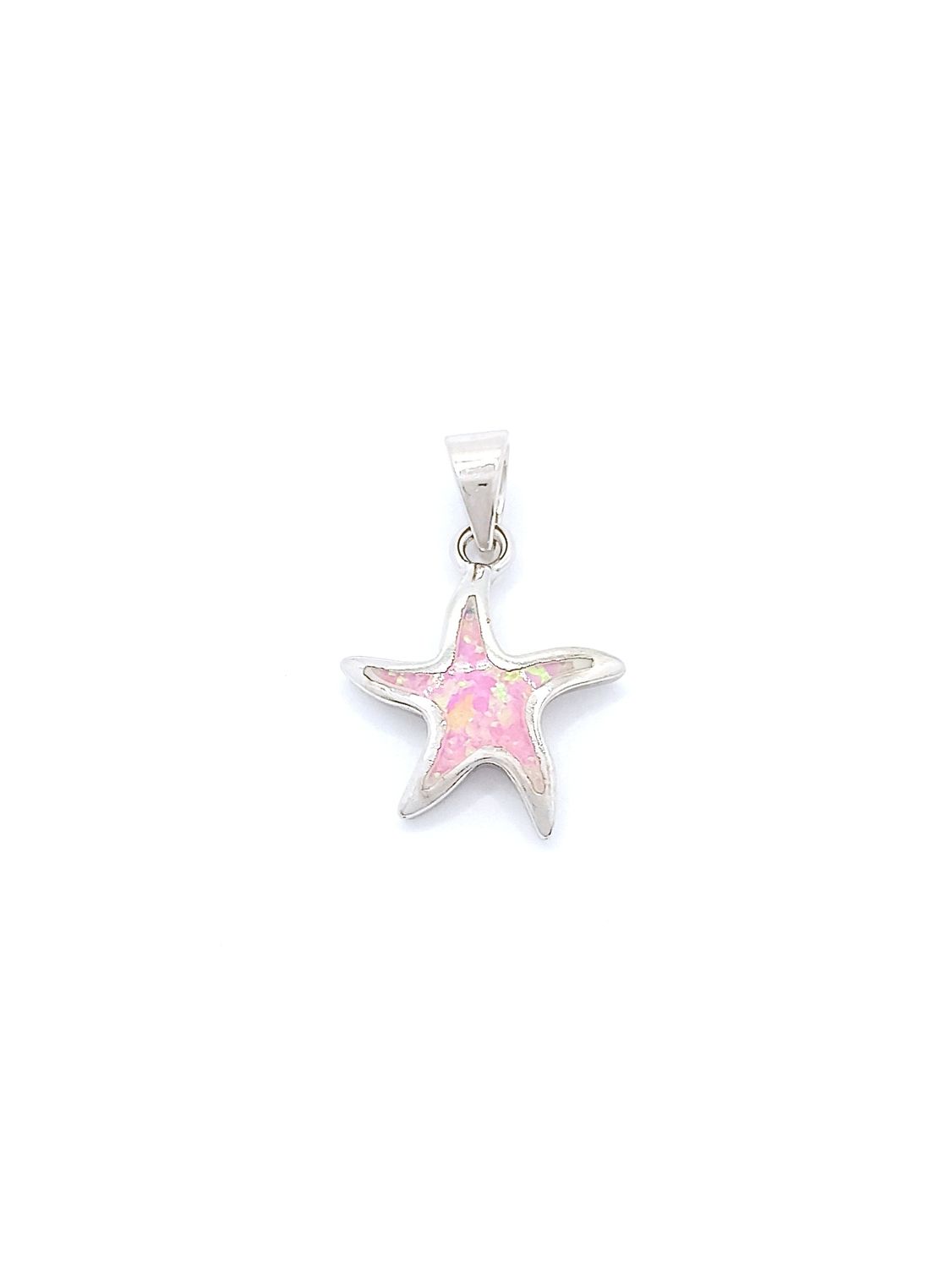 Silver 925 opal pink or white starfish pendant, MODEL-STONE COLOR-SIZE: 1-Pink fire Opal-Pendant Height : 2.5cm-Width : 1.6cm