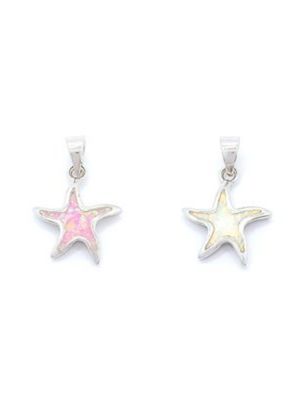 Silver 925 opal pink or white starfish pendant