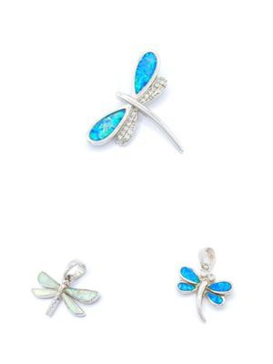 Silver 925 Opal stone dragonfly design pendant