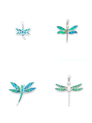Silver 925 Opal stone dragonfly design pendant