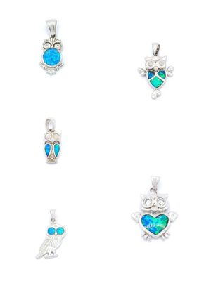 Silver 925 Opal stone owl design pendant