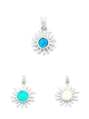 Silver 925 Opal stone sun design pendant