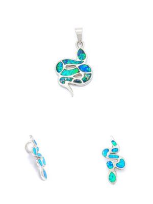 Silver 925 Opal stone snake design pendant