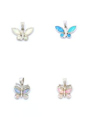 Silver 925 Opal stone butterfly pendant