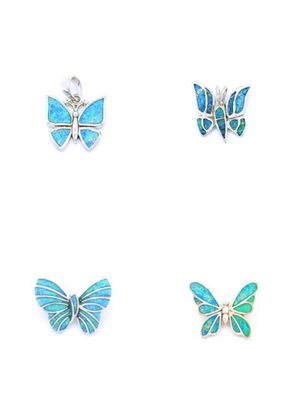 Silver 925 Opal stone butterfly pendant