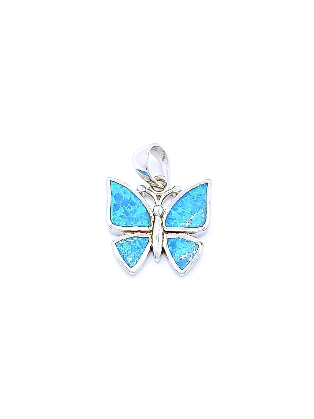 Silver 925 Opal stone butterfly pendant, MODEL-SIZE: 1 Pendant Height : 2.2cm-Width: 1.6cm