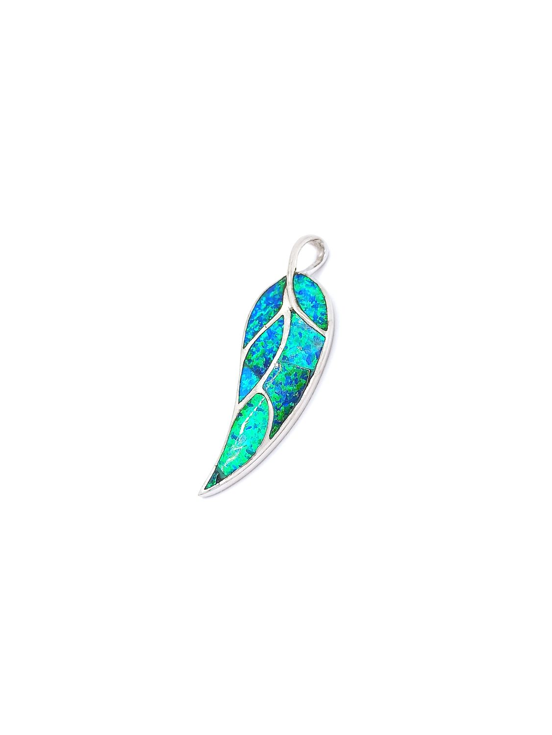 Silver 925 Opal stone big leaf design pendant