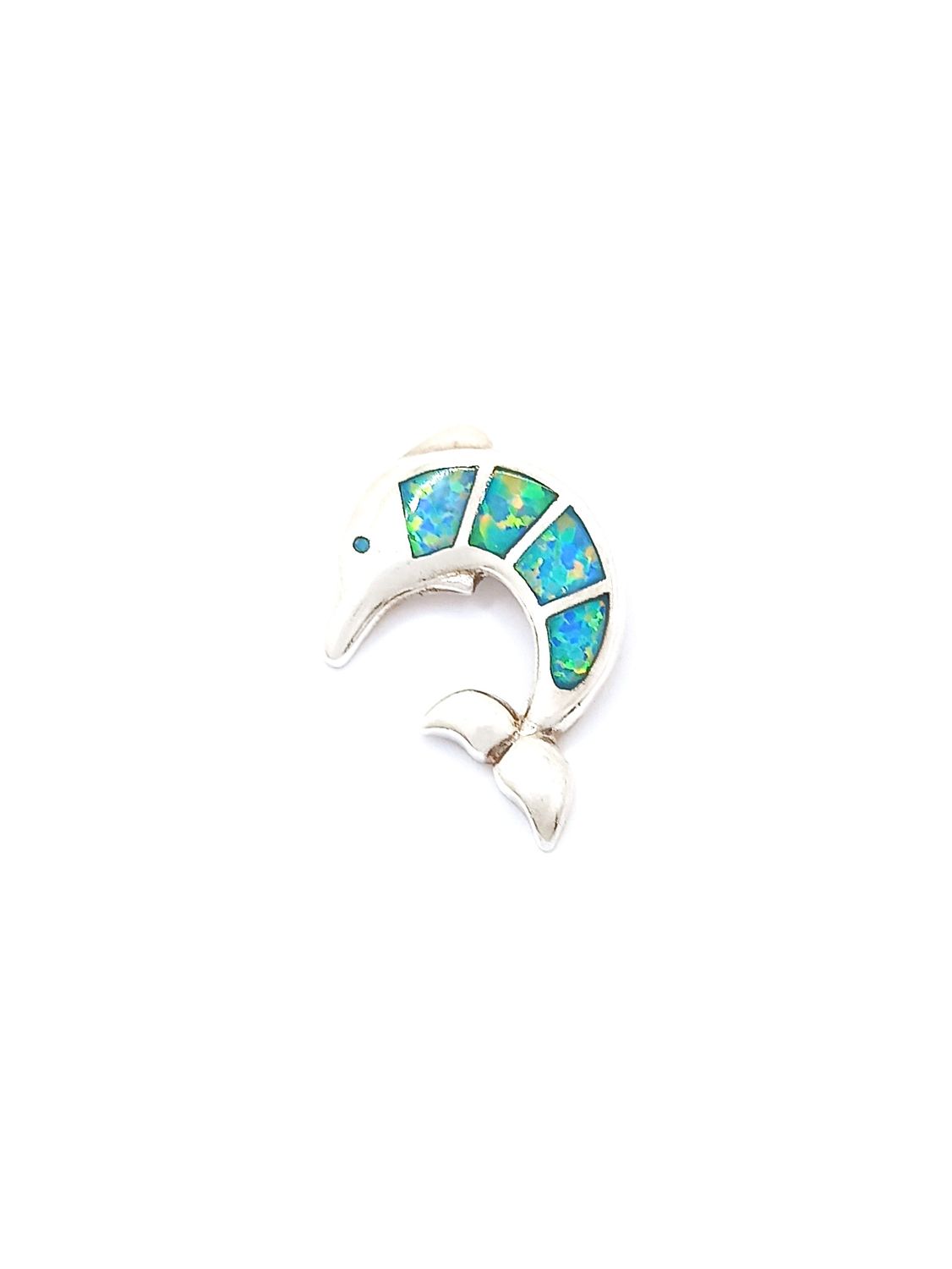 Silver 925 Opal stone dolphin design pendant, MODEL-SIZE: 1 Pendant Height : 2cm-Width: 2cm