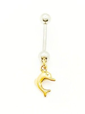 925 silver and 316L steel dolphin belly ring, MODEL-STONE -SIZE: 1-No stone-Design height: 1.2cm-width: 0.8cm