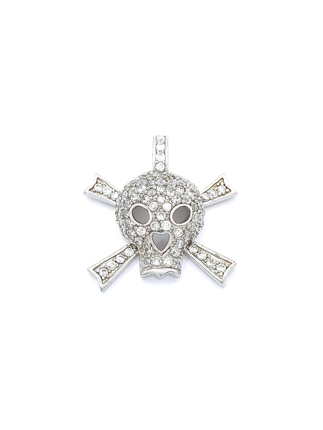 Silver 925 white stone skull pendant