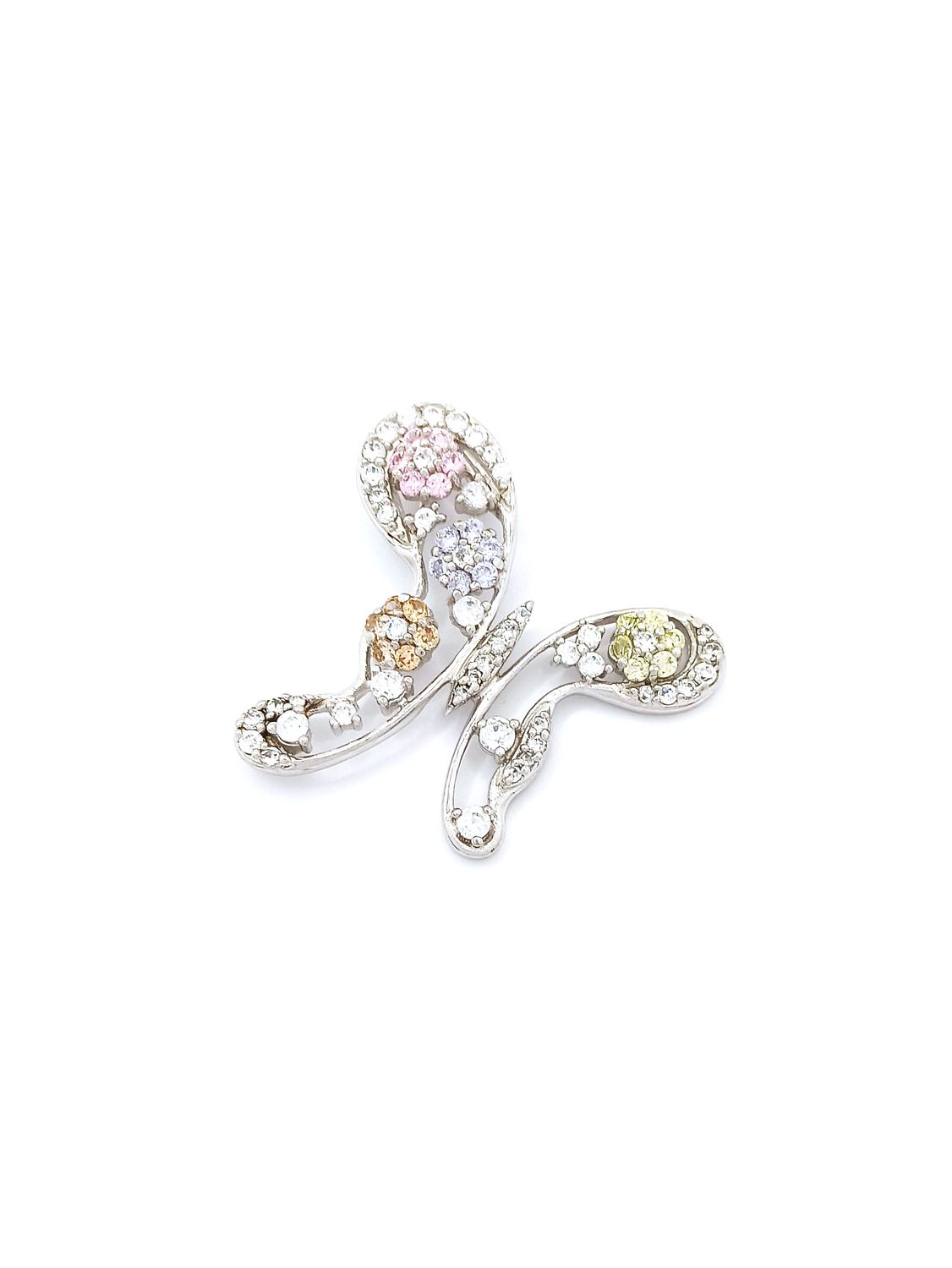 Silver 925 colorful stone big butterfly pendant