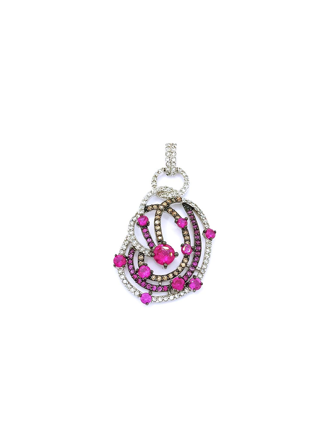 Silver 925 colorful stone big modern pendant