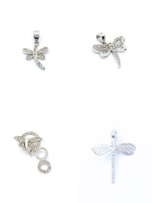Silver 925 white stone dragonfly pendant