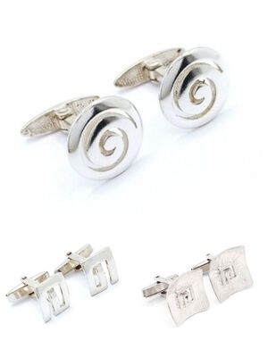 Silver 925 handmade spiral or Meandros Greek cuffinks