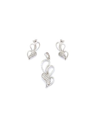 Silver 925 SET modern heart pendant &amp; earrings