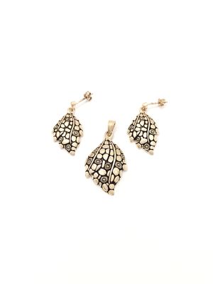 Silver 925 SET leaf pendant and earrings