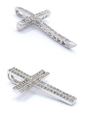 Silver 925 handmade stone cross pendant